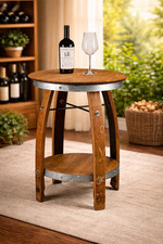 Rustic Wine Barrel Side Table