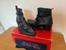 Jeffrey West Black Line Mens Buckled Boots Size UK 7