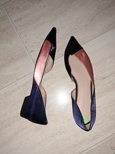 Ladies flat sateen navy, pink mix shoes by Zara size 40