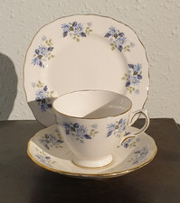 Vintage Royal Vale Bone China Trio Small Blue Flower Design Pattern number 8185