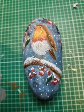 HAND PAINTED ROBIN ON A BRANCH