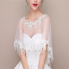 Cape Jacket Tulle Cloak Wrap Shrug Women Wedding Bridal Lace Shawl