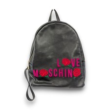 Women's LOVE MOSCHINO Black Rose Embroidered Backpack 35x32x12cm - 