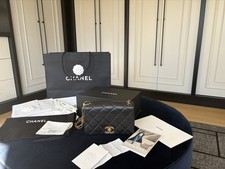 Chanel black lambskin flap