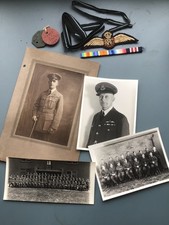 WW1 RFC pilot RAF wings, ribbons, dog tags, photos
