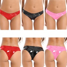 Women's Wet Look Leather Zipper Crotch Hot Pants Booty Shorts Panties Knickers