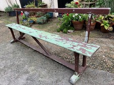 Vintage Antique French Railway Platform Bench Seat Shabby Chic Garden Dining Pew