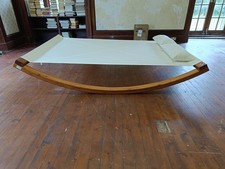 Garden Wood Wooden Double Sun Bed Lounger Patio Rocking With 2 Pillows #1 Cream