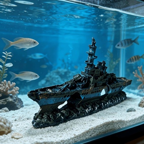 Aquarium shipwreck ornament - aquarium,