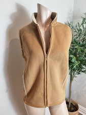 EWM womens gilet 14/16 bodywarmer faux suede borg fleece lined zip cosy preppy