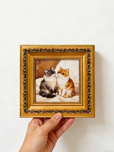 Two cats sitting together - two,
