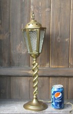 Early 20th C Arts & Crafts Brass Glass Table Lamp Light Lantern Needs Rewired