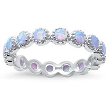 Round White Opal Eternity .925