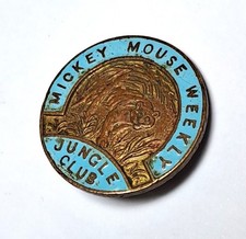 Vintage MICKEY MOUSE WEEKLY JUNGLE CLUB badge 1930s