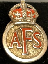 Numbered WW2 Auxiliary Fire Service AFS Silver & Enamel Brooch Badge