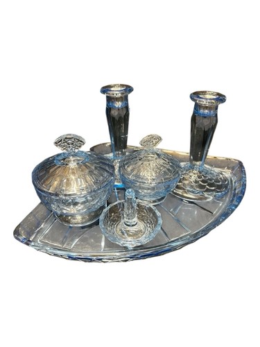Vintage blue pressed glass - blue,