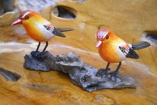 Carved Wooden TWO Garden Birds