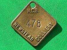 Newstead colliery Notts brass NCB pit check miners coal mining lamp token tally