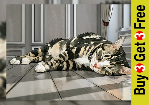 Tabby cat print - cat, on