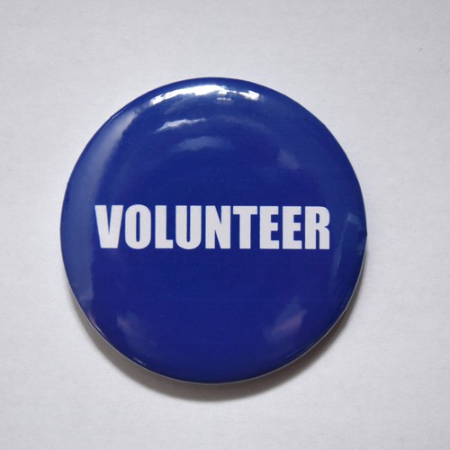 Blue volunteer 58mm pin - volunteer,