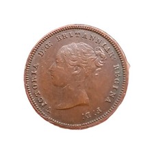 1844 Queen Victoria Copper Fractional Half Farthing Coin