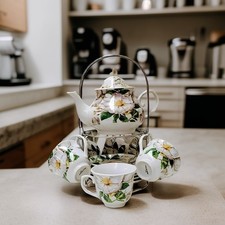 White Ceramic Tea Set Elegant