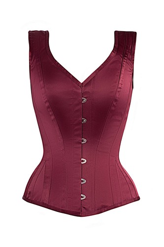 Burgundy neck waist training - v,