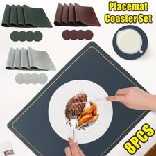 PU Leather Placemat And Coaster Set Of 8 Table Mats Dining Coasters Christmas
