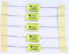 10 x Vishay 100nF 0.1uF 220V AC, 630V DC MKT 1813 Polyester Film Capacitor Valve