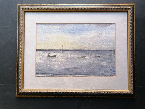 Vintage watercolour seascape - vintage,