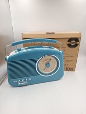 Steepletone Portable Blue FM Radio Retro style untested aux and headphone socket