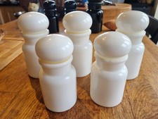 Set Vintage Belgian White Milk Glass Apothecary Storage Jar Containers 1960-1970