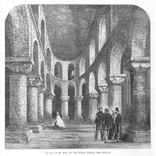 LONDON Chapel of St John in the White Tower - Antique Print 1863