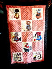 Holly Hobbie Hobby Blanket Hand Stitched Quilt Throw Crib / Lap 36" X 54" Bonnet
