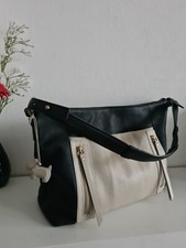 Radley Leather Shoulder Bag Black Beige  Large Tote 'Pickering Lane' Hobo Bag 