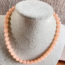 Pastel pink popper bead necklace 58 cm mid-century costume jewellery