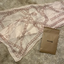 Zadig&Voltaire Perfumes Pink Chain/Skull Logo Scarf Monogram Scarf, New
