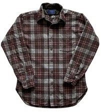 Vintage Pendleton Shirt Medium Pure Virgin Wool Red Brown Woolmark 1970s Western