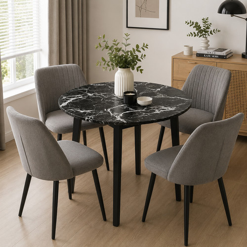 Round dining table 90cm - 90cm, marble