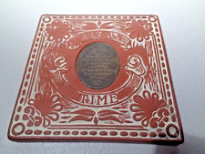 Terracotta Tile Teapot Stand With Copper Written Disk 4.6in x 4.6in Used