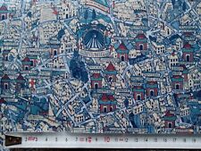 ORGANIC BIG SMOKE BLUE - London -  Liberty Tana Lawn Cotton Approx 44 x 14 cm