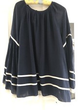 Ladies Navy And White Smock Style Top/Blouse Size S, TK Maxx