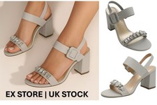 Womens Ladies Block High Heels Adjustable Ankle Strap Open Toe Sandals UK NEW