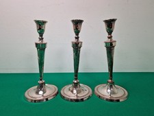 3 x Antique 12" Silver Plated Candlestick Candle Holders A/F