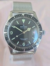 Swiss Made Mens Vintage SERVICES 17 Jewel Skin Divers Style Wristwatch 