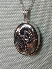 Vintage Birmingham Hallmark Silver Chunky Photo Locket Necklace, 1992, 6.6gms