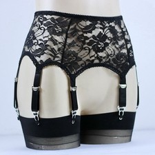 Hollow Floral Lace 6 Straps Suspender Belt High Waist Retro Garter Belt NEW