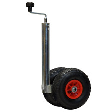 Jockey Wheel w/ Twin Balloon Tyre - Telescopic 48mm Tube Trailer Stand Max Load