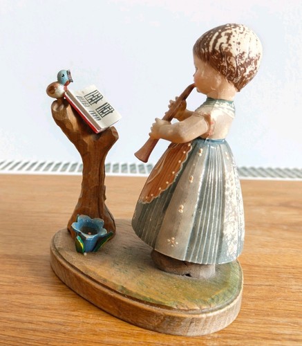 Vintage carved wooden girl - carved,