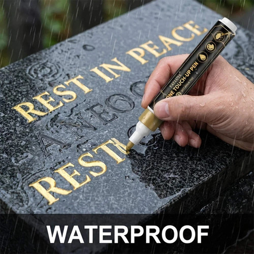 Gold tombstone marker - gold,
